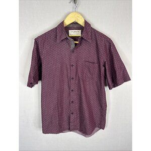 Hedley & Bennett Short Sleeve Shirt Burgundy Dobby Dot Button Shirt USA Men XS